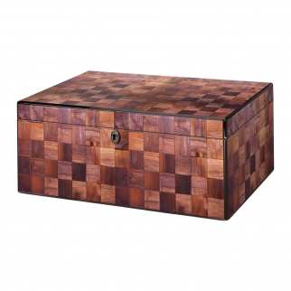 drewniany  humidor na 100 cygar w stylu szachownicy