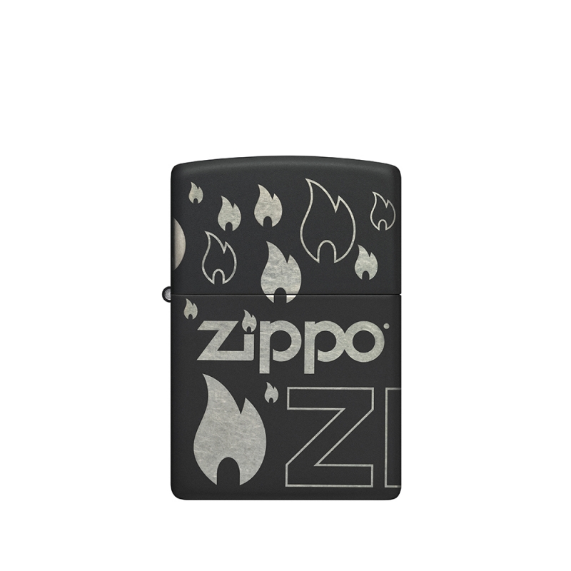 zapalniczka benzynowa Zippo z grafiką płomienia i logo