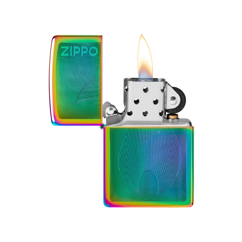 płomień zapalniczki Zippo z nadrukiem ognia i logo zippo