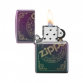 płomień zapalniczki z grawerem laserowym logo zippo fioletowo zielona