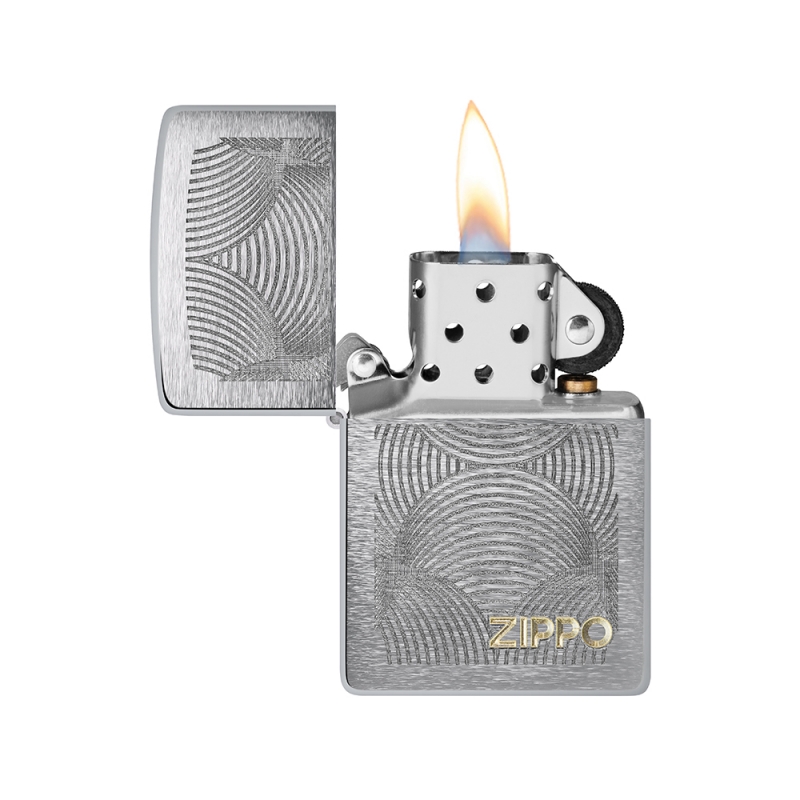 płomień zapalniczki w szczotkowanym metalu zippo fans design