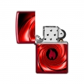 otwarta zapalniczka zippo red swirl design z motywem bonda i ognia