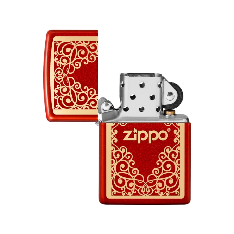 elegancka czerwono złota zapalniczka zippo ornamental