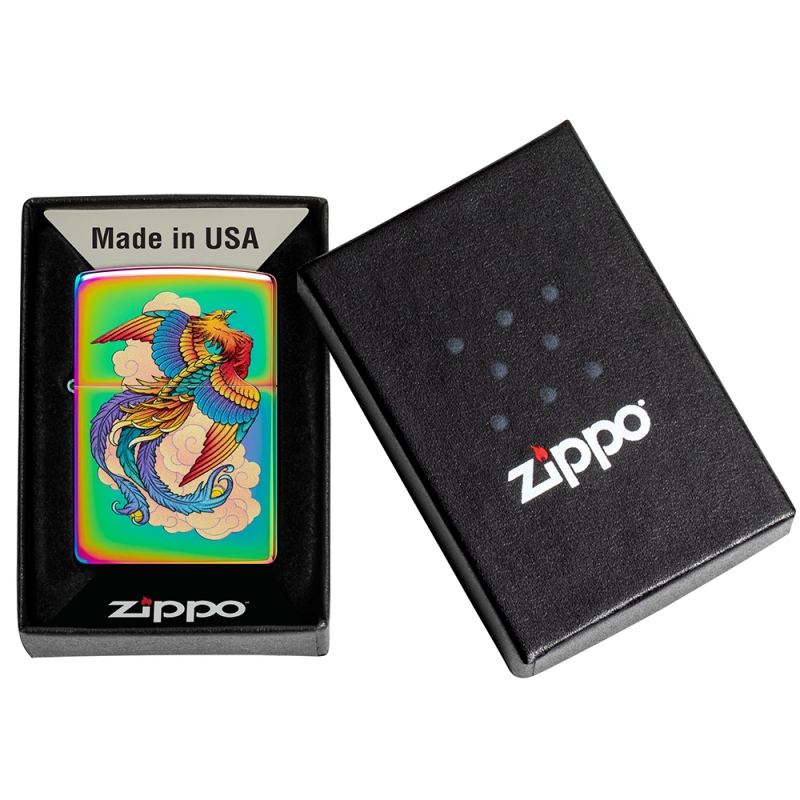 Zippo z motywem feniksa w eleganckim czarnym pudełeczku Zippo z motywem feniksa w eleganckim czarnym pudełeczku