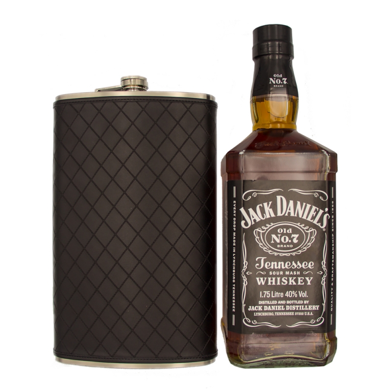 Duża butelka Jack Daniels razem z piersiówką