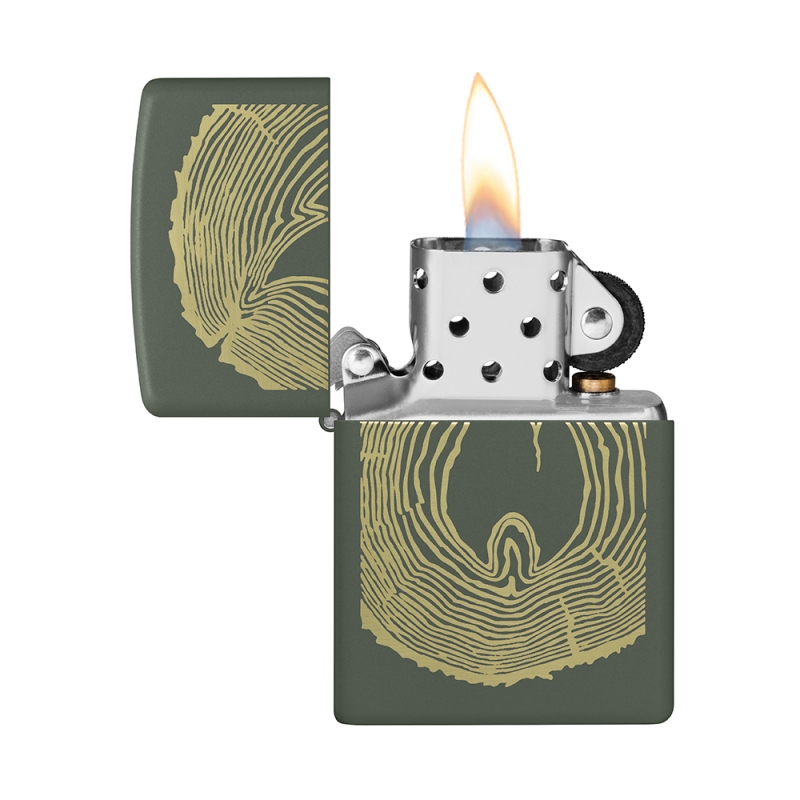 Zapalniczka Zippo Wood Ring Design z płomieniem