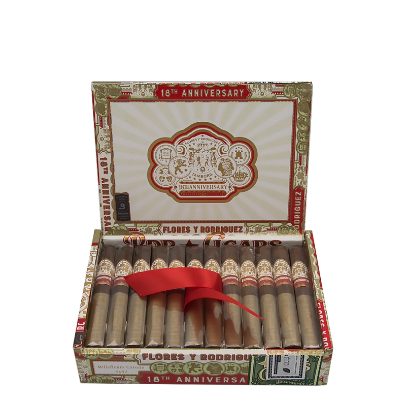Otwarte pudełko cygar PDR Flores Y Rodriguez 18th Anniversary Reserva Limitada Millefleurs Corona Otwarte pudełko cygar PDR Flores Y Rodriguez 18th Anniversary Reserva Limitada Millefleurs Corona