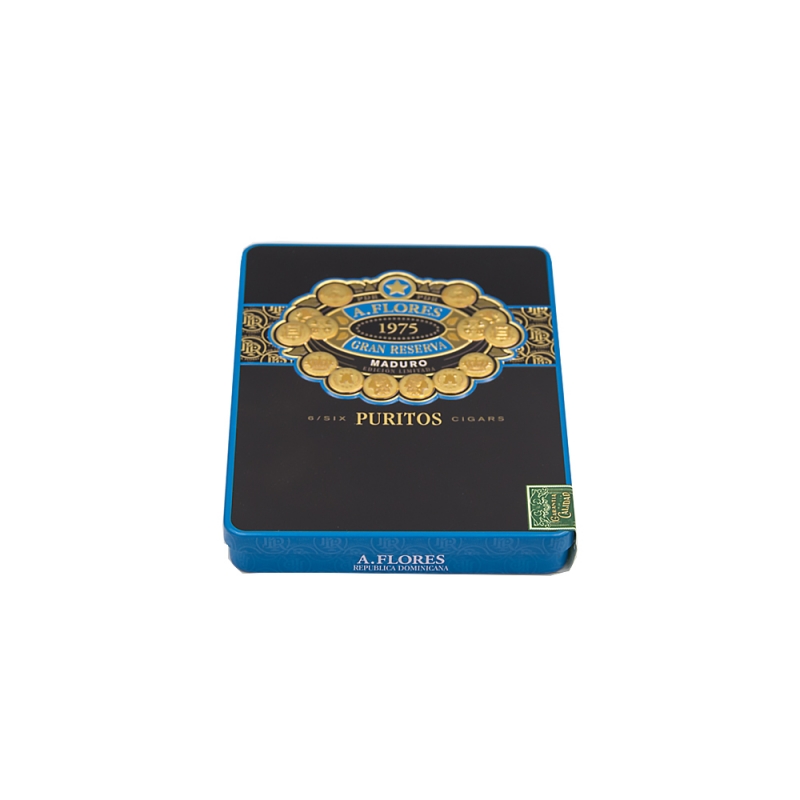 Zamknięta blaszka z cygarami PDR A. Flores 1975 Gran Reserva Maduro Puritos Zamknięta blaszka z cygarami PDR A. Flores 1975 Gran Reserva Maduro Puritos