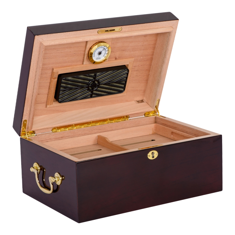 duży humidor w ciemnym kolorze z higrometrem i nawilżaczem duży humidor w ciemnym kolorze z higrometrem i nawilżaczem