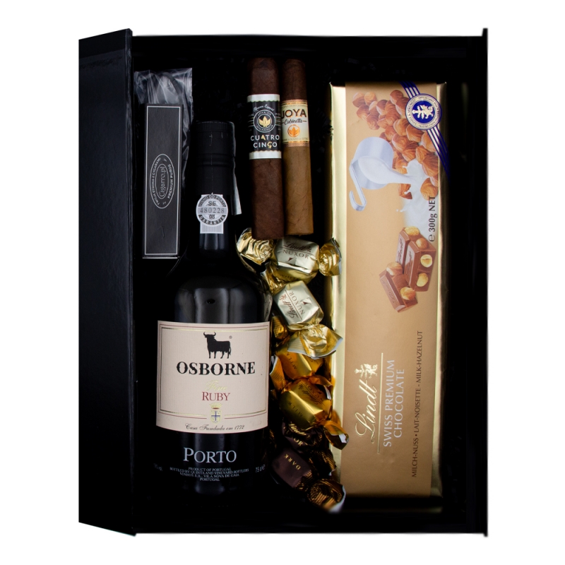 Porto Osborne Ruby z cygarami Joya de Nicaragua i czekoladą Lindt Porto Osborne Ruby z cygarami Joya de Nicaragua i czekoladą Lindt