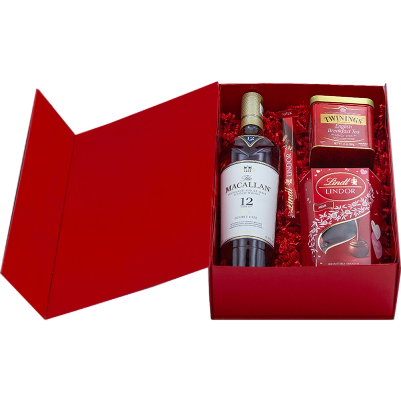 Zestaw prezentowy - Macallan 12 w czerwonym pudełku Zestaw prezentowy - Macallan 12 w czerwonym pudełku