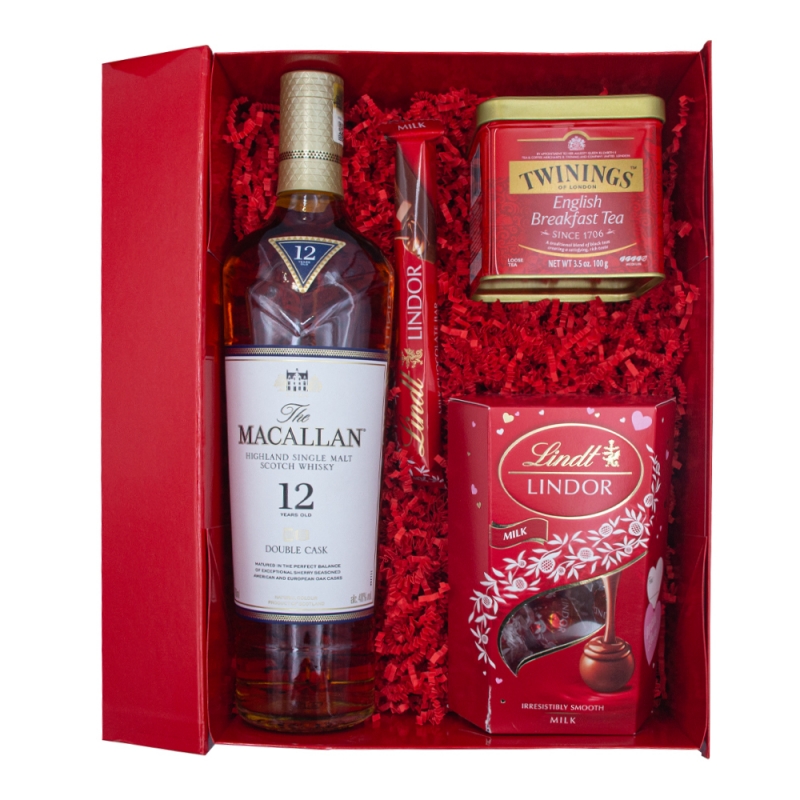 Whisky Macallan 12 w zestawie z czekoladkami Lindt i herbatą Whisky Macallan 12 w zestawie z czekoladkami Lindt i herbatą