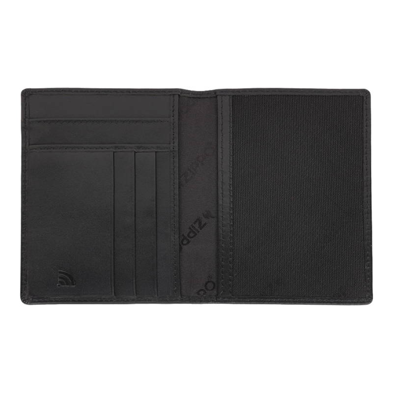 otwarte Etui na paszport Zippo w kolorze czarnym otwarte Etui na paszport Zippo w kolorze czarnym