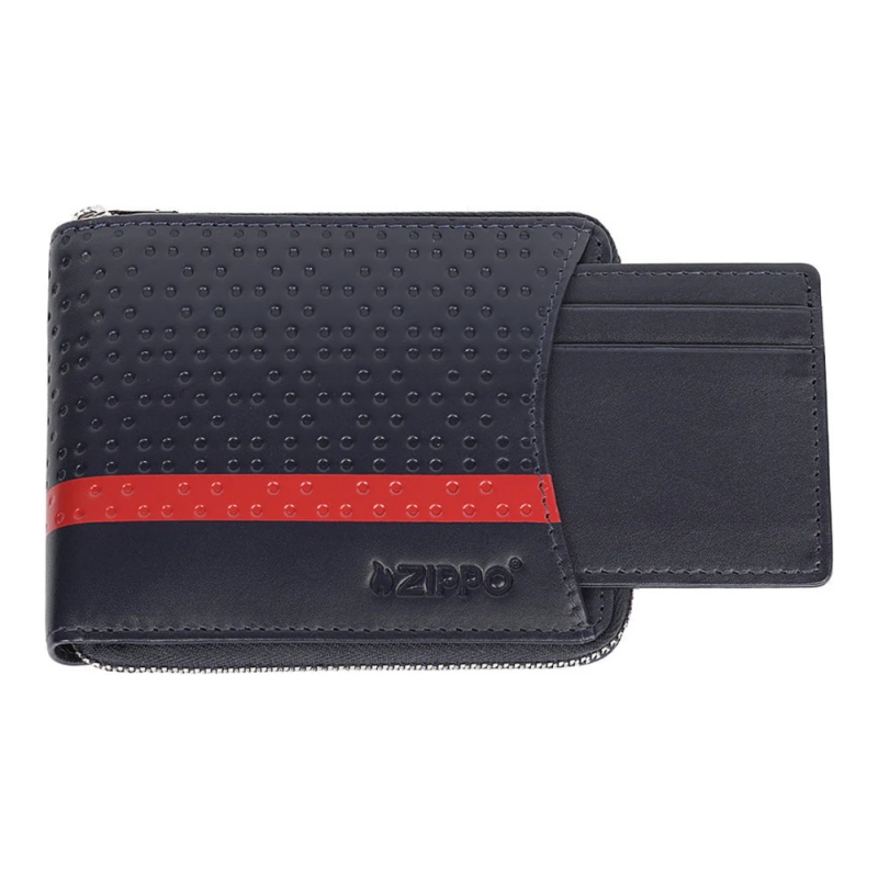 portfel Zippo w kolorze czarnym i czerwonym paskiem z widocznym uchwytem portfel Zippo w kolorze czarnym i czerwonym paskiem z widocznym uchwytem