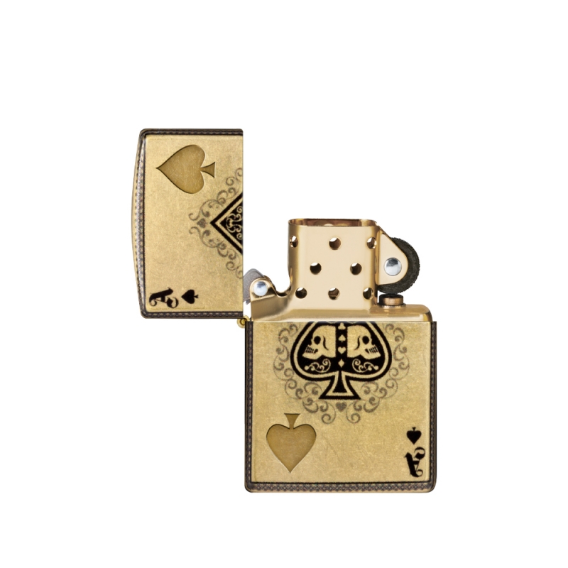 otwarta zapalniczka Zippo w złotym kolorze otwarta zapalniczka Zippo w złotym kolorze