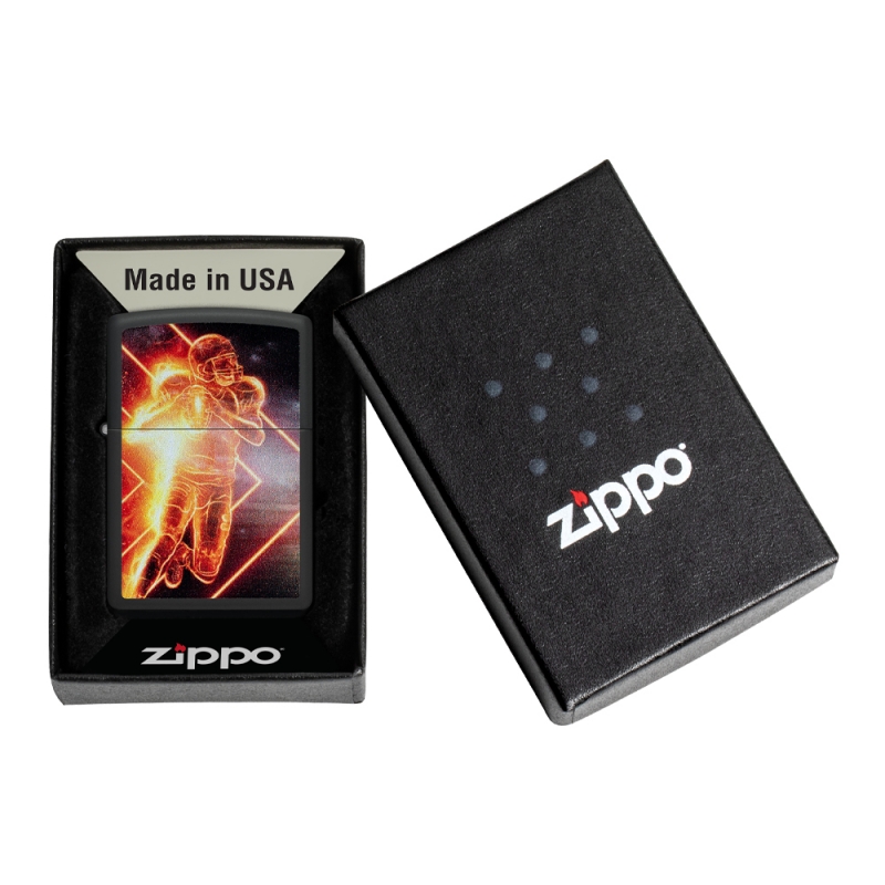 czarne pudełeczko z logo zippo z zapalniczką Zippo Football Player Design czarne pudełeczko z logo zippo z zapalniczką Zippo Football Player Design