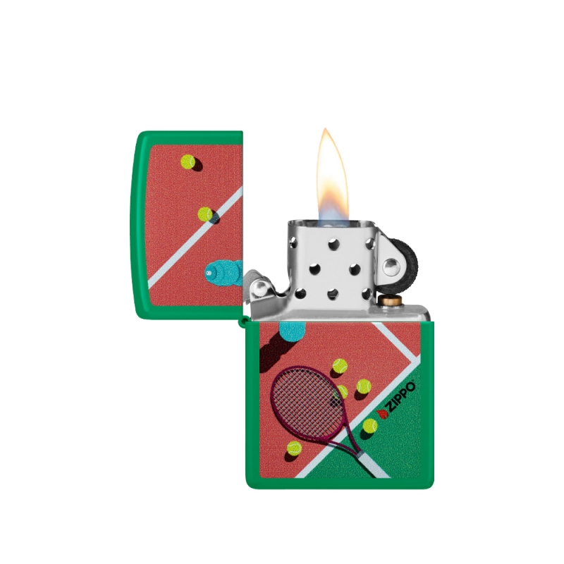 zapalniczka benzynowa Zippo z ilustracją piłki tenisowej i kortu zapalniczka benzynowa Zippo z ilustracją piłki tenisowej i kortu