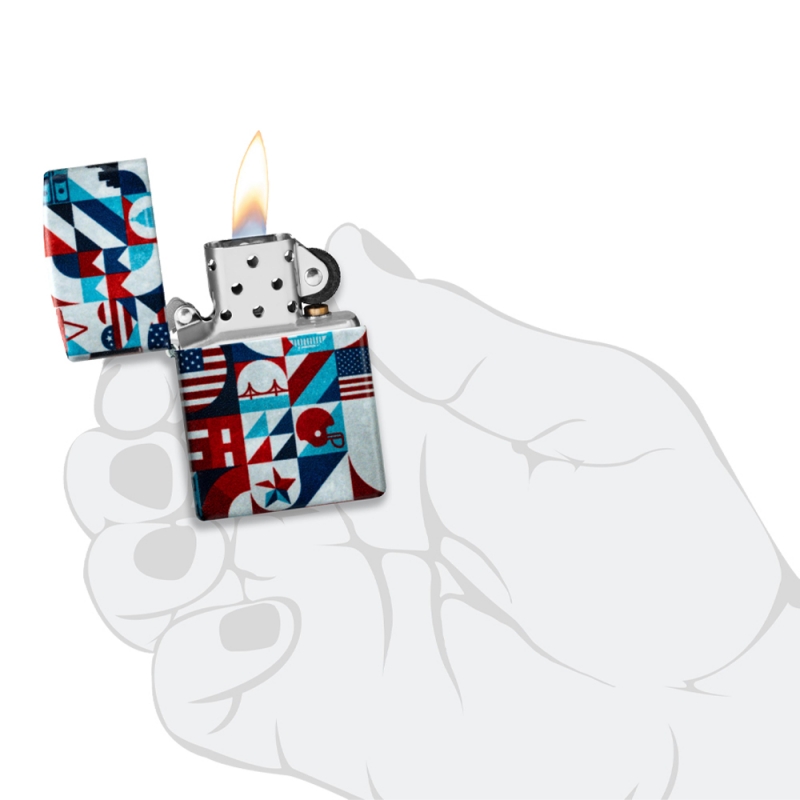 Zapalniczka Zippo American Icons Design 60007396 w dłoni Zapalniczka Zippo American Icons Design 60007396 w dłoni