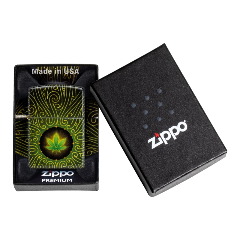 Zapalniczka Zippo Cannabis Design 60007422 w czarnym pudełku Zapalniczka Zippo Cannabis Design 60007422 w czarnym pudełku