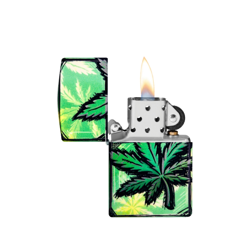 odpalona Zapalniczka Zippo Glowing Cannabis Design 60007204