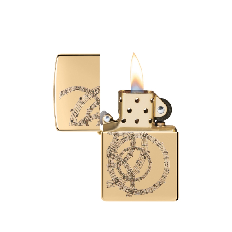 Zapalniczka Zippo Musical Notes Design 60007239 odpalona Zapalniczka Zippo Musical Notes Design 60007239 odpalona