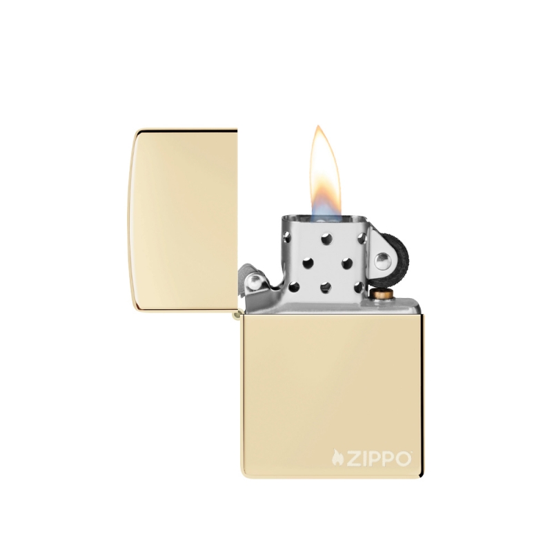 odpalona Zapalniczka Zippo Champagne Logo 60007434 płomień typu soft flame