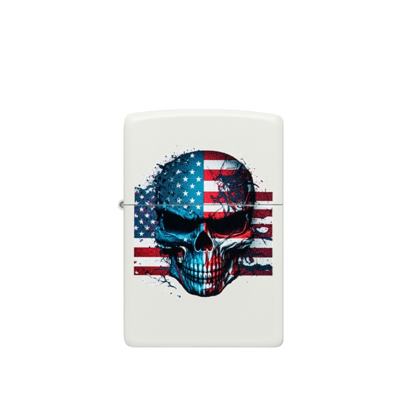 zapalniczka ZIPPO z desginem czaszki na tle flagi USA zapalniczka ZIPPO z desginem czaszki na tle flagi USA