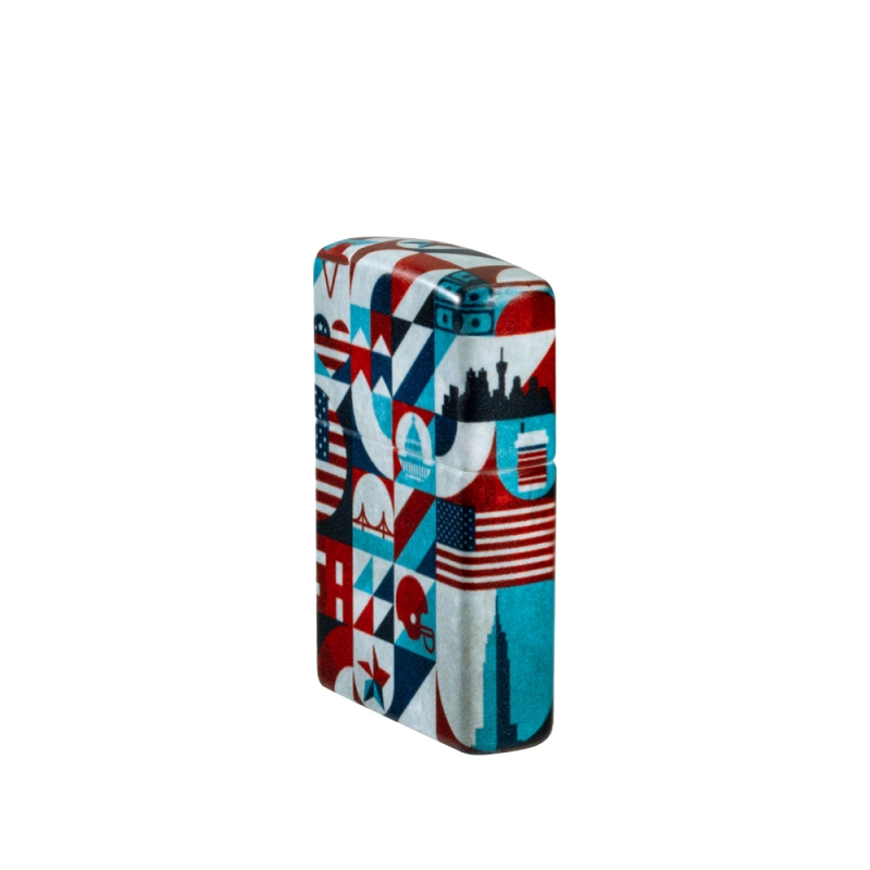 oryginalna zapalniczka Zippo z ikonami USA w kolorach flagi oryginalna zapalniczka Zippo z ikonami USA w kolorach flagi