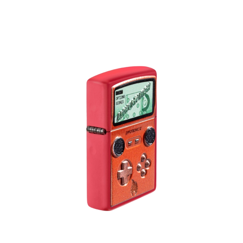 pokazana z lewej strony zapalniczka Zippo w stylu retro gamepad pokazana z lewej strony zapalniczka Zippo w stylu retro gamepad