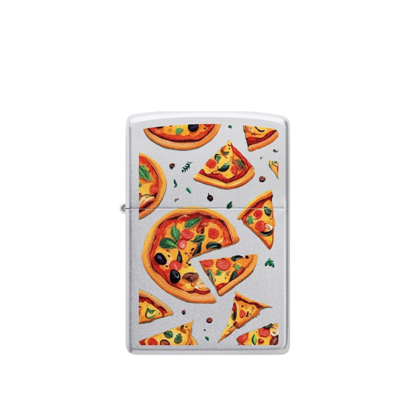 oryginalna zapalniczka Zippo z ilustracją przedstawiającą kawałki pizzy