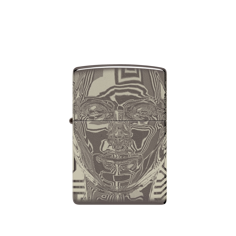 design przedstawiający głowę w wersji 3D na zapalniczce Zippo design przedstawiający głowę w wersji 3D na zapalniczce Zippo
