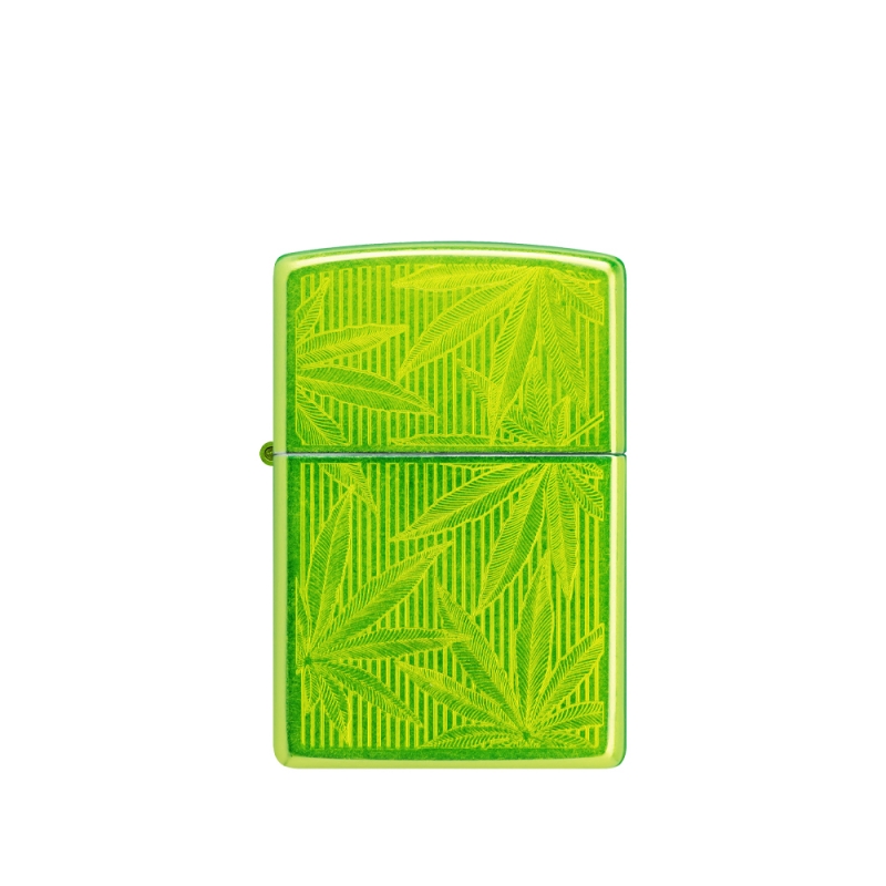 neonowa zapalniczka Zippo z designem zielonych liści neonowa zapalniczka Zippo z designem zielonych liści