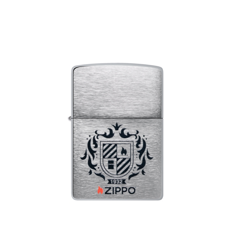 posrebrzana zapalniczka Zippo z herbem Heroldów i logo Zippo posrebrzana zapalniczka Zippo z herbem Heroldów i logo Zippo