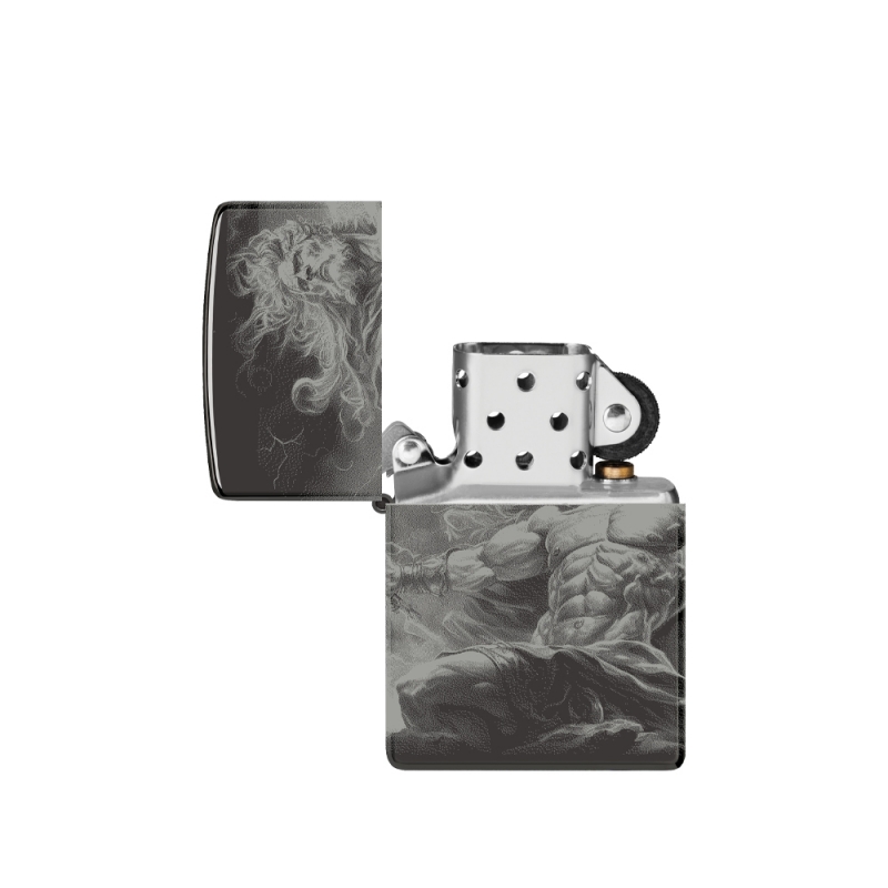 otwarta zapalniczka benzynowa Zippo ze srebrnym wnętrzem otwarta zapalniczka benzynowa Zippo ze srebrnym wnętrzem