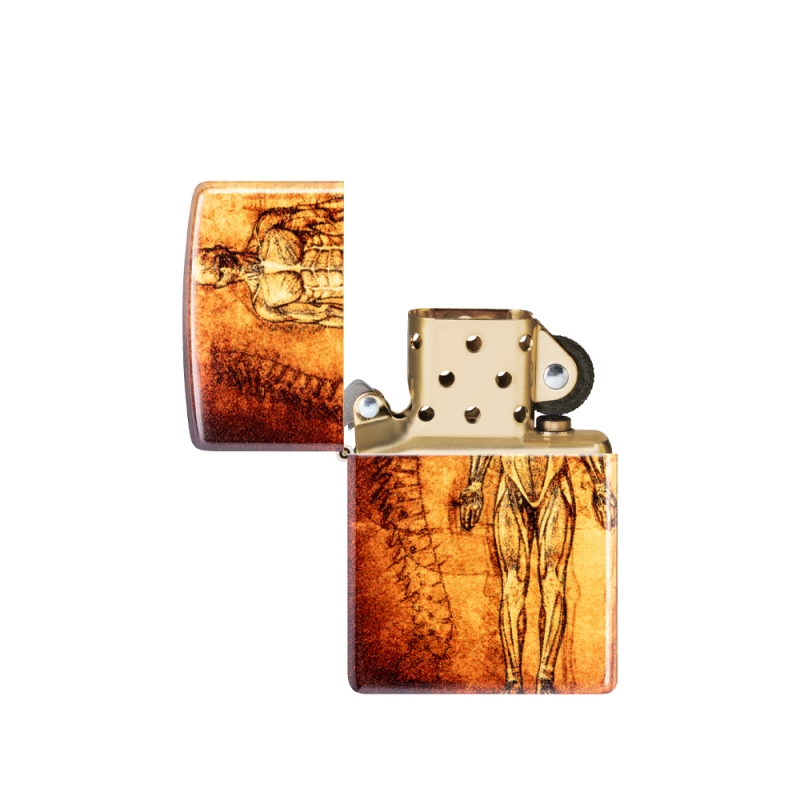 otwarta Zapalniczka Zippo Anatomy Design ze złotym środkiem otwarta Zapalniczka Zippo Anatomy Design ze złotym środkiem
