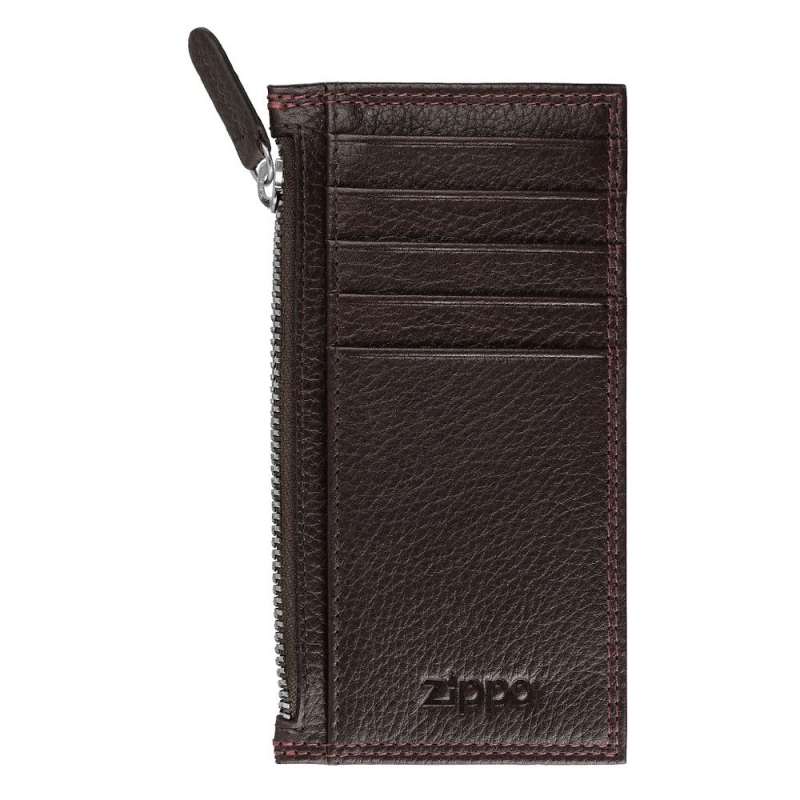 skórzane etui na karty marki Zippo pokazane w pionie skórzane etui na karty marki Zippo pokazane w pionie