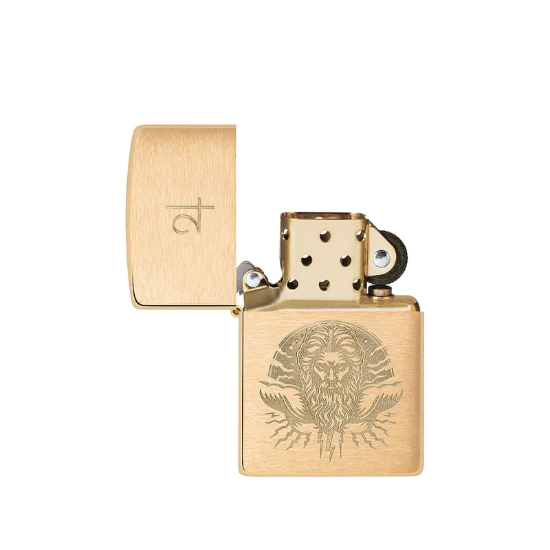 złota zapalniczka Zippo z pozłacanym wnętrzem z grawerem Boga