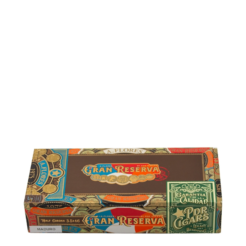 kolorowe pudełko od cygar PDR Gran Reserva maduro Half Corona kolorowe pudełko od cygar PDR Gran Reserva maduro Half Corona