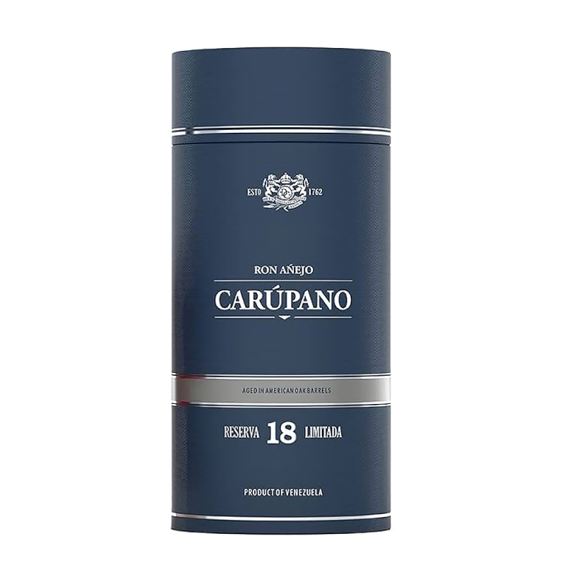 niebieska tuba dla butelki rumu Carupano 18YO
