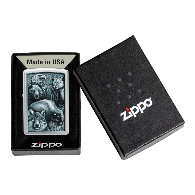 oryginalna zapalniczka Zippo w czarnym pudełku z logo oryginalna zapalniczka Zippo w czarnym pudełku z logo