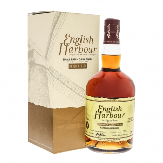 butelka English Harbour z oryginalnym pudełkiem w kolorze białym i żółtym