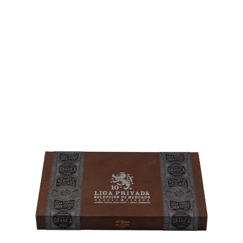 zamknięte pudełko z cygarami Liga Privada 10 Aniversario Seleccion de Mercado Robusto w środku