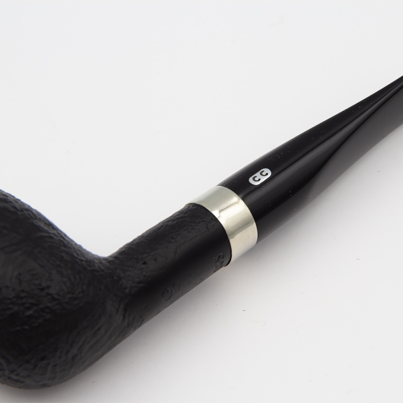 czarna fajka ze srebrnym chromowanym łączeniem