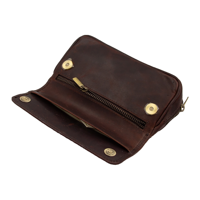 otwarte etui na akcesoria do fajki i tytoń w kolorze ciemnej czekolady