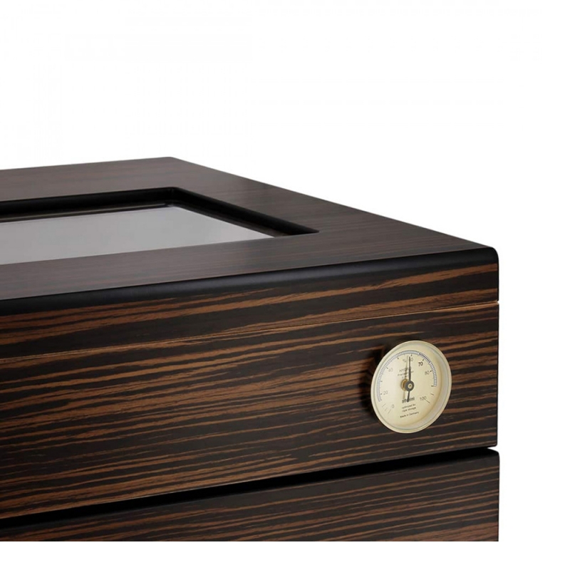 zamknięty Humidor Adorini Aficionado Deluxe z widoczną szybką i higrometrem