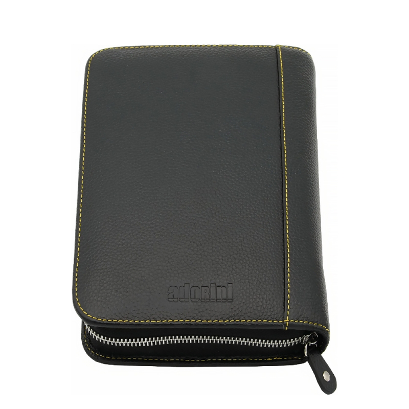 Etui Adorini na 5 cygar i akcesoria czarne/żółty szew No. 7947