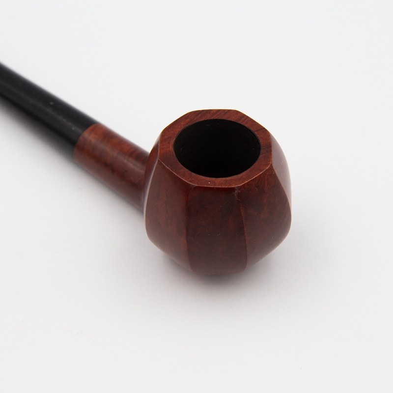 drewniany ręcznie modelowany cybuch od fajki z prostymi ściankami