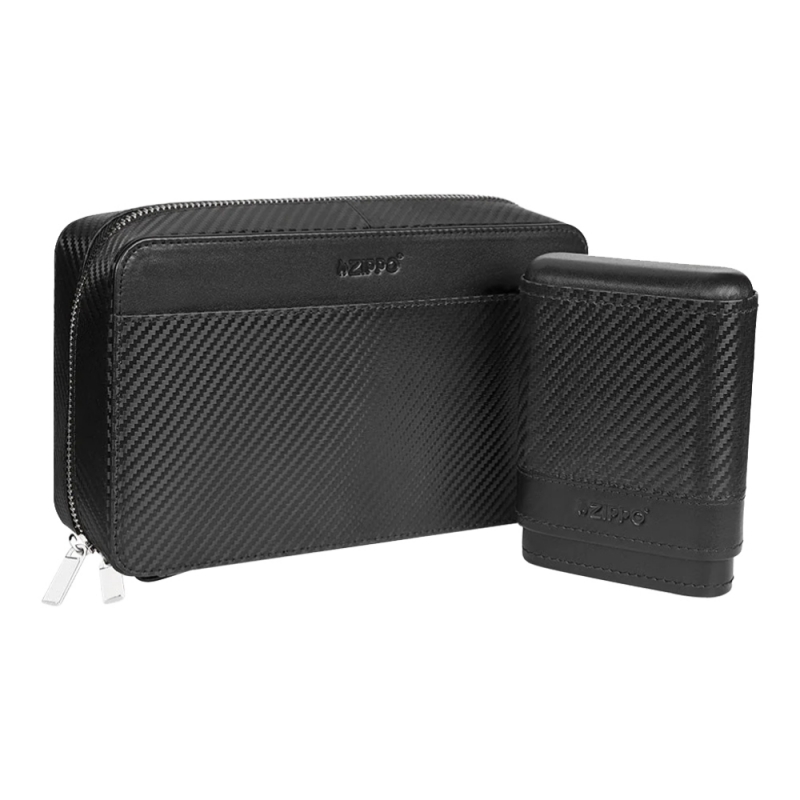 Etui na 5 cygar i akcesoria Zippo Carbon z wyciągniętym etui na cygara