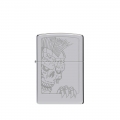 metalowa zapalniczka Zippo z mocnym wzorem czaszki zajmującym centralną część obudowy