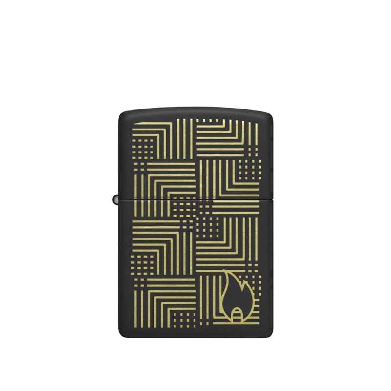 obudowa zapalniczki w głębokiej czerni z laserowo wygrawerowanym geometrycznym wzorem przeciągającym się pionowo